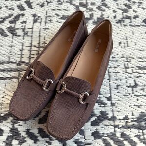 Geox Respira Brown Loafers with Silver Hardware